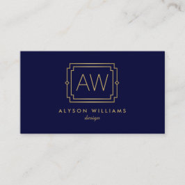 Elegante Art Deco Professionele Monogram Marine/Go Visitekaartje