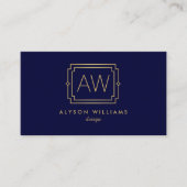 Elegante Art Deco Professionele Monogram Marine/Go Visitekaartje (Voorkant)