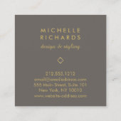 Elegante Art Deco Professionele Taupe/Goud Vierkante Visitekaartje (Achterkant)