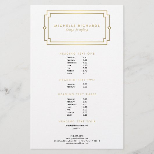Elegante Art Deco Professionele Wit/Goud Flyer (Voorkant)