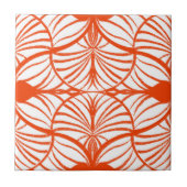 Elegante Art Deco Rood & Wit Gouache Scallops Tegeltje (Voorkant)