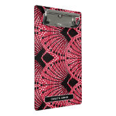 Elegante Art Deco rood zwart wit pauw patroon Mini Klembord (Schuin)