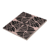 Elegante Art Deco Roze & Zwarte Gouache Scallops Tegeltje (Zijkant)
