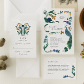 Elegante Art Deco RSVP Behuizing Kaart met Maaltij