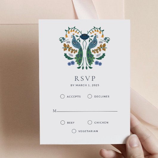 Elegante Art Deco RSVP Behuizing Kaart met Maaltij