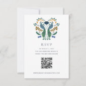 Elegante Art Deco RSVP Behuizing Kaart met QR Code (Voorkant)