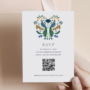 Elegante Art Deco RSVP Behuizing Kaart met QR Code