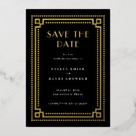 Elegante Art Deco Save the Date Kaart met rand