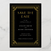 Elegante Art Deco Save the Date Kaart met rand (Voorkant)