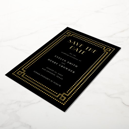 Elegante Art Deco Save the Date Kaart met rand (Gedraaid)