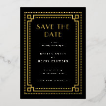 Elegante Art Deco 'Save the Date'-kaart met rand