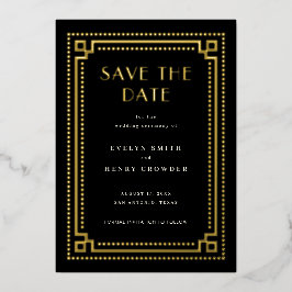 Elegante Art Deco 'Save the Date'-kaart met rand Folie Uitnodiging