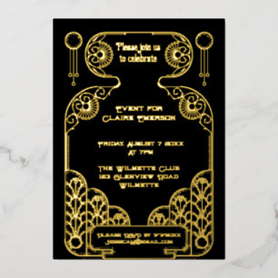 Elegante Art Deco sierlijke lijst  Folie Uitnodiging