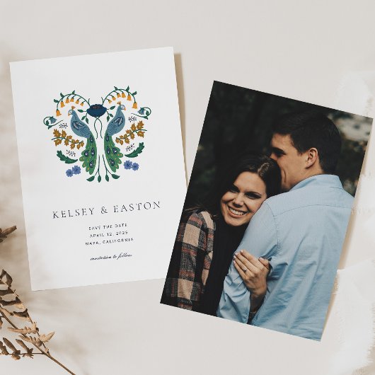 Elegante Art Deco Sla de Datumkaart op met Foto Save The Date