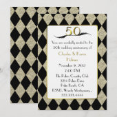 Elegante Art Deco stijl 50e verjaardagsuitnodiging Kaart (Voorkant / Achterkant)