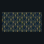elegante Art Deco-stijl naadloos patroon wi Poster<br><div class="desc">elegante Art Deco-stijl naadloos patroon met golden motieven van de ventilator op donkerblauwe achtergrond. Geometrisch abstract textuurpatroon.</div>