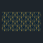 elegante Art Deco-stijl naadloos patroon wi Poster<br><div class="desc">elegante Art Deco-stijl naadloos patroon met golden motieven van de ventilator op donkerblauwe achtergrond. Geometrisch abstract textuurpatroon.</div>