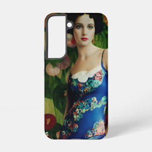 Elegante Art Deco-stijl vrouw met grote bloemen ku Samsung Galaxy Hoesje