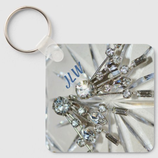 Elegante Art Deco  Strass Glam Sleutelhanger (Voorkant)