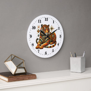 Elegante art deco tijger grote klok