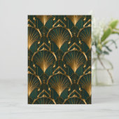 Elegante Art Deco Trouw met Smaragd en Goud Kaart (Staand voorkant)