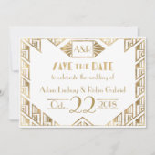 Elegante Art Deco Trouw Save The Date Kaart (Voorkant)