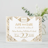 Elegante Art Deco Trouw Save The Date Kaart (Staand voorkant)