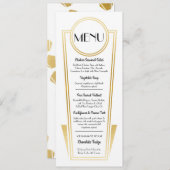 Elegante Art Deco Trouwmenu Goud Witte Receptie Menu (Voorkant / Achterkant)