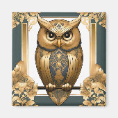 Elegante Art Deco Uil Magneet (Voorkant)