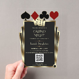 Elegante Art Deco Vegas Casino Night Afstudeerfees Acryl Uitnodigingen