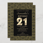 Elegante Art Deco Verjaardag uitnodiging (Voorkant / Achterkant)