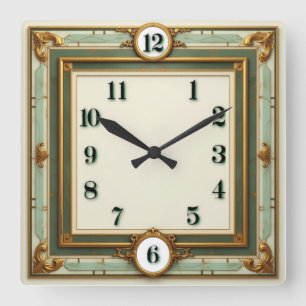 Elegante Art Deco Vierkante Klok