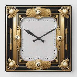 Elegante Art Deco Vierkante Klok