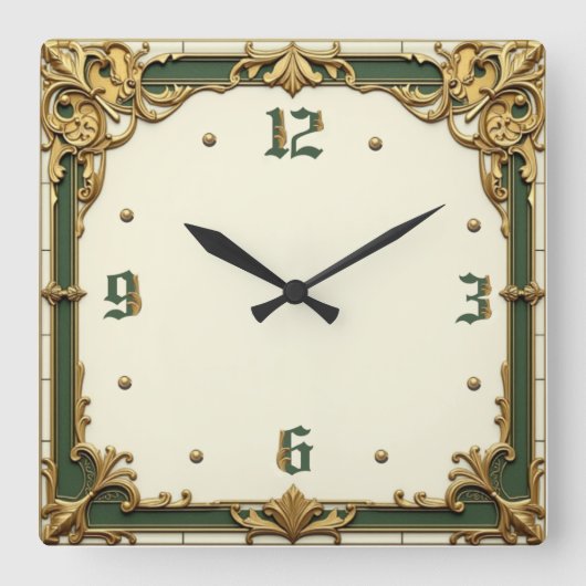 Elegante Art Deco Vierkante Klok (Voorkant)