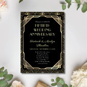 Elegante Art Deco Vijftigste bruiloft Jubileum Kaart
