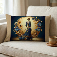 Elegante art deco vrouw in goud en blauw
