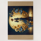 Elegante art deco vrouw in goud en blauw legpuzzel (Verticaal)