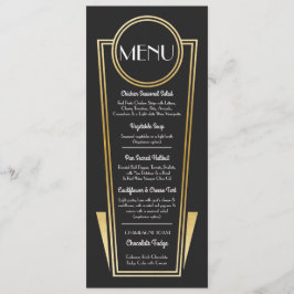 Elegante Art Deco Wedding Menu Goud Zwart Receptie