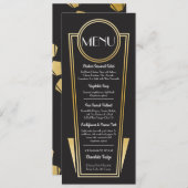 Elegante Art Deco Wedding Menu Goud Zwart Receptie (Voorkant / Achterkant)