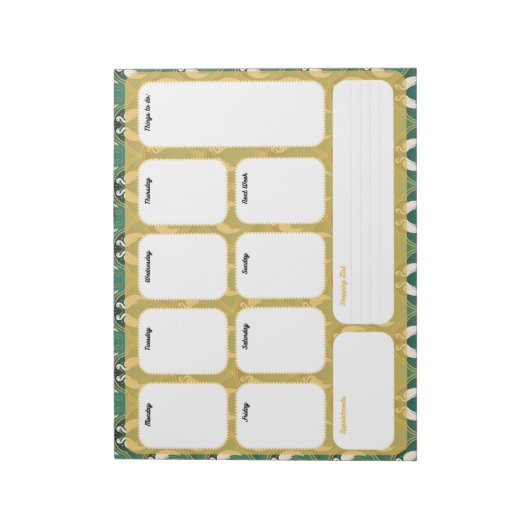 Elegante Art Deco Wekelijkse Planner - Wekelijks Notitieblok (Linkerzijde)