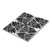 Elegante Art Deco Wit & Zwart Gouache Scallops Tegeltje (Zijkant)