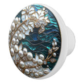 Elegante Art Deco witte parels diamanten Keramische Knop (Rechts)