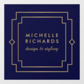 Elegante Art Deco Zakelijk Navy/Goud Raamsticker (Vel)