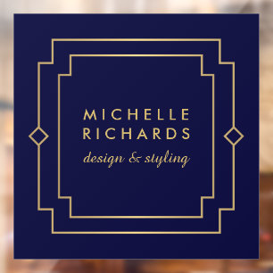 Elegante Art Deco Zakelijk Navy/Goud Raamsticker