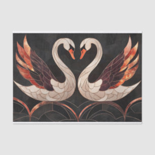 Elegante art deco zwanen vormen een hart tissuepapier