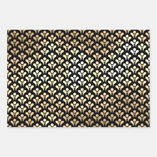 Elegante Art Deco Zwart en Goud Verjaardagsfeest Inpakpapier Vel (Voorkant 2)