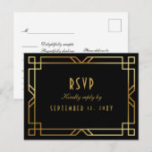 Elegante Art Deco Zwart Goud Lijst Maaltijd Keuze  Briefkaart (Voorkant / Achterkant)