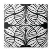 Elegante Art Deco Zwart & Wit Gouache Scallops Tegeltje (Voorkant)