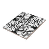 Elegante Art Deco Zwart & Wit Gouache Scallops Tegeltje (Zijkant)