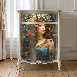 Elegante Art Nouveau Antieke Victoriaanse Godin Tissuepapier